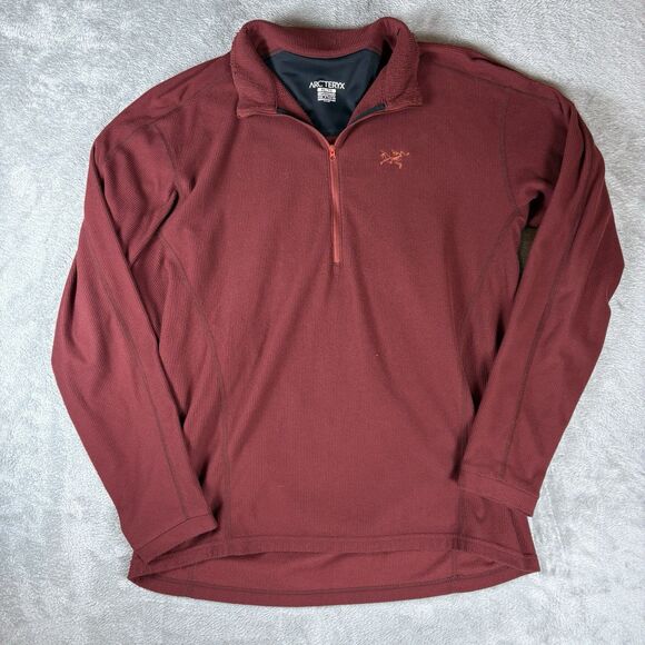 Arcteryx Jacket Mens XL Red 1/4 Zip Waffle Pullover Polartec Sweatshirt Sweater - Picture 1 of 8